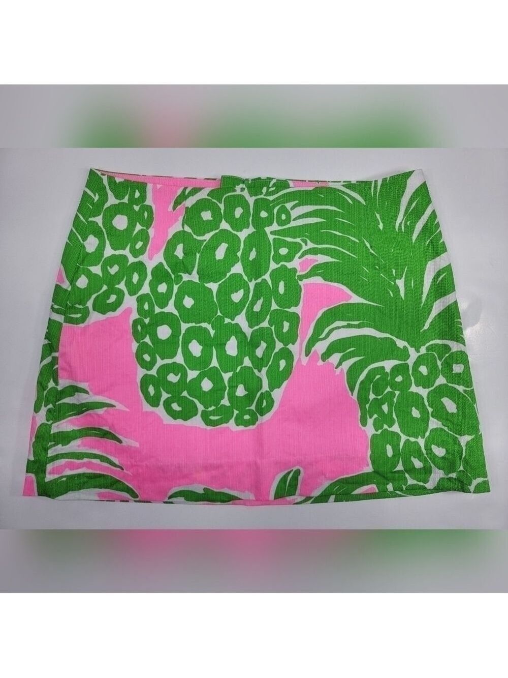 Lilly Pulitzer Pink Pout Flamenco Tate Mini Skirt Size 0 Pineapple Zipper